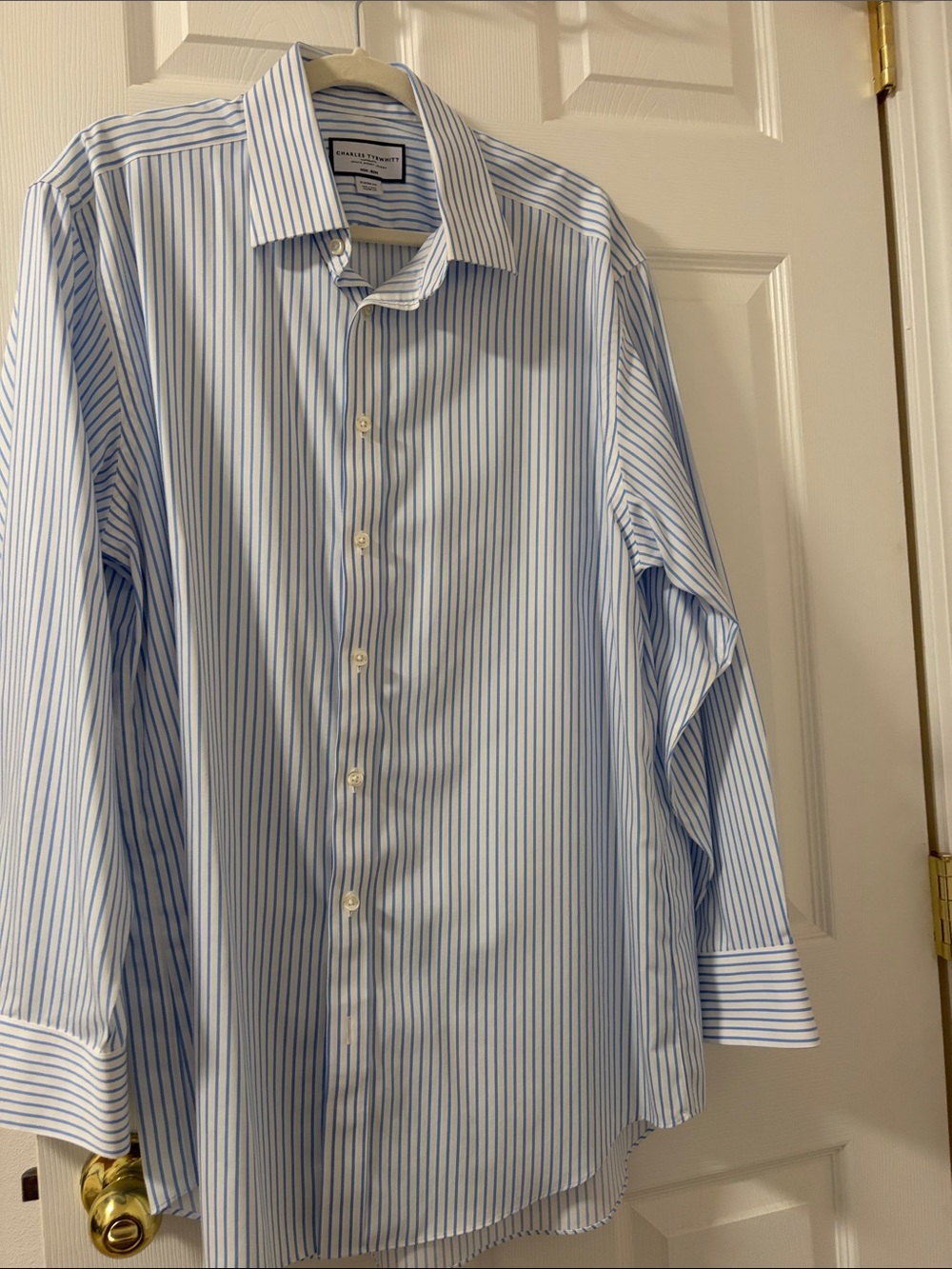 Charles Tyrwhitt Light Blue and White Striped Dress Shirt